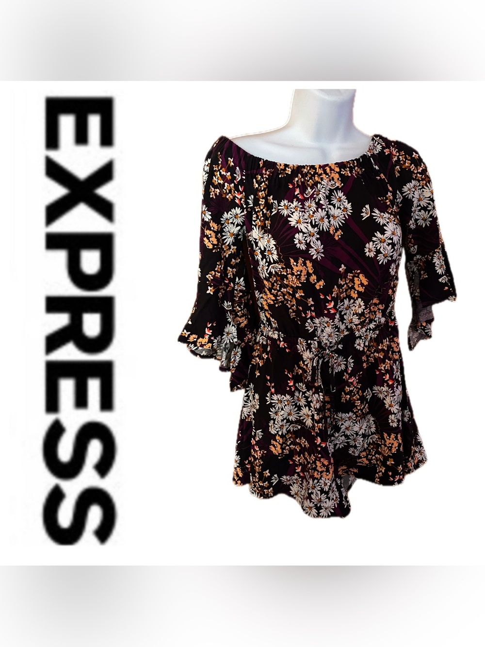 Express Black Floral Romper 🖤💜💐